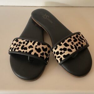 Yosi Samra Black and Leopard Sandals